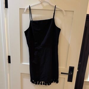 Chic Black Tassel Mini Dress